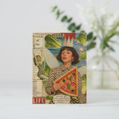 Carte Postale Collage en techniques mixtes de fée de pizza (Debout devant)