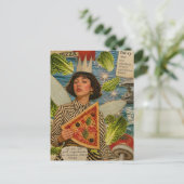 Carte Postale Collage en techniques mixtes de fée de pizza (Debout devant)