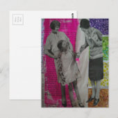 Carte Postale Collage en techniques mixtes de femmes et d'une fi (Devant / Derrière)