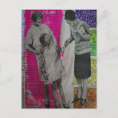 Carte Postale Collage en techniques mixtes de femmes et d'une fi (Devant)