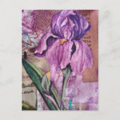 Carte postale collage en techniques mixtes de fleu (Devant)