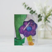 Carte Postale Collage en techniques mixtes de fleurs violettes (Debout devant)