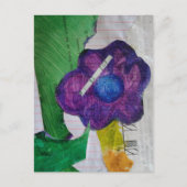 Carte Postale Collage en techniques mixtes de fleurs violettes (Devant)