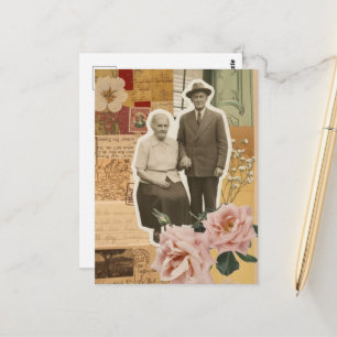 Carte Postale Collage en techniques mixtes de grands-parents