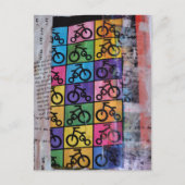 Carte Postale Collage en techniques mixtes de vélos (Devant)