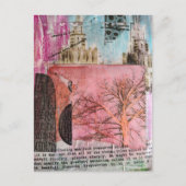 Carte Postale Collage en techniques mixtes d'un arbre d'hiver et (Devant)