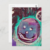 Carte Postale Collage en techniques mixtes Happy Face (Devant / Derrière)