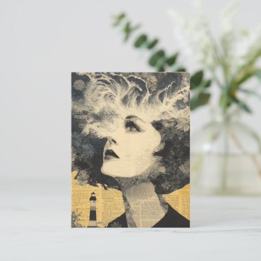Carte Postale Collage en techniques mixtes Lighthouse Brain Wave (Debout devant)