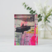 Carte Postale Collage en techniques mixtes rose et jaune Un vieu (Debout devant)