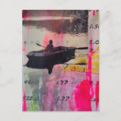Carte Postale Collage en techniques mixtes rose et jaune Un vieu (Devant)