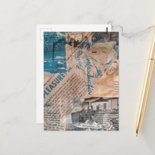 Carte Postale Collage en techniques mixtes sur le thème de la me (Devant/Arrière en situation)