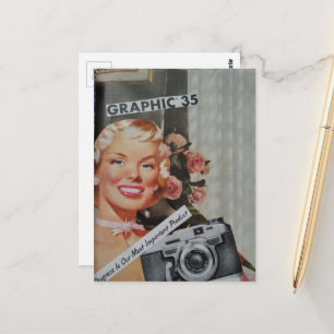 Carte Postale Collage Femme Blonde Souriante