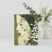 Carte Postale Collage Femme et Fleurs (Debout devant)