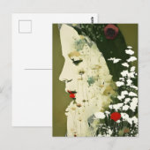 Carte Postale Collage Femme et Fleurs (Devant / Derrière)