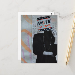 Carte Postale Collage Femme Vote par Courrier Média Mixtes