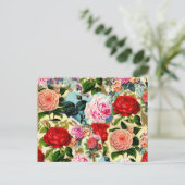 Carte Postale Collage floral assez chic de roseraie de cru (Debout devant)