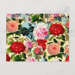 Carte Postale Collage floral assez chic de roseraie de cru