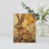 Carte Postale Collage floral de lapin (Debout devant)