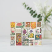 Carte Postale Collage floral - Timbres du monde (Debout devant)