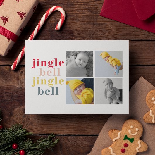 Carte Postale Collage Four Photos | Colorful Jingle Bell