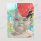 Carte Postale Collage fraise et bébé (Devant)
