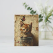 Carte Postale Collage Ginger Kitten Médias mixtes (Debout devant)