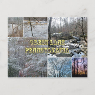 Carte Postale Collage Green Lane Pennsylvanie - Hiver