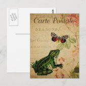Carte postale collage grenouille vintage moderne f (Devant / Derrière)