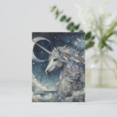 Carte Postale Collage Licorne Argentée Avec Lune (Debout devant)