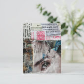 Carte Postale Collage mixte abstrait de visage et de factures (Debout devant)