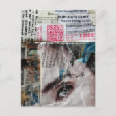 Carte Postale Collage mixte abstrait de visage et de factures (Devant)