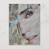 Carte Postale Collage mixte abstrait de visage et de mots (Devant)