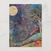 Carte Postale Collage mixte Arbre et Lune (Devant)