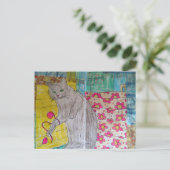 Carte Postale Collage mixte de chaton gris mignon (Debout devant)
