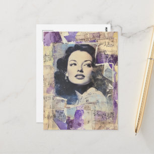 Carte Postale Collage mixte de femme vintage