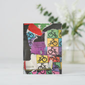 Carte Postale Collage mixte de vélos colorés (Debout devant)