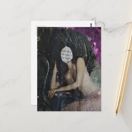 Carte Postale Collage mixte de visage indolore (Devant/Arrière en situation)