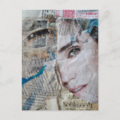 Carte Postale Collage mixte média abstrait de visage (Devant)