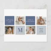 Carte Postale Collage Moderne Photo & Bleu Cadeau de Fête des Pè (Devant)