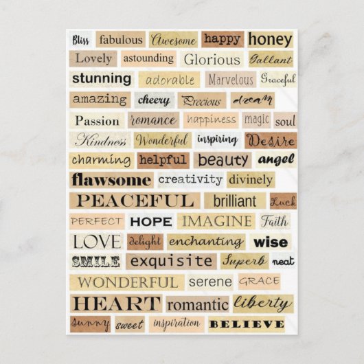 Carte Postale Collage mots positifs (Devant)
