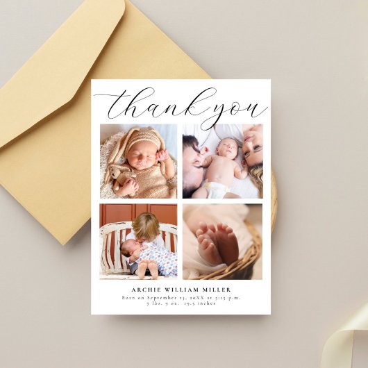 Carte Postale Collage Multi Photo Moderne Merci Bébé Nouveau Né