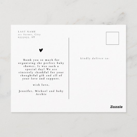 Carte Postale Collage Multi Photo Moderne Remerciement Nouveau N (Dos)