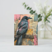 Carte Postale Collage multimédia Corbeau noir (Debout devant)