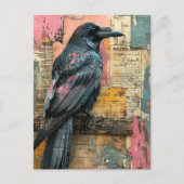 Carte Postale Collage multimédia Corbeau noir (Devant)