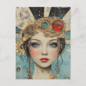 Carte Postale Collage multimédia de femme mignonne (Devant)