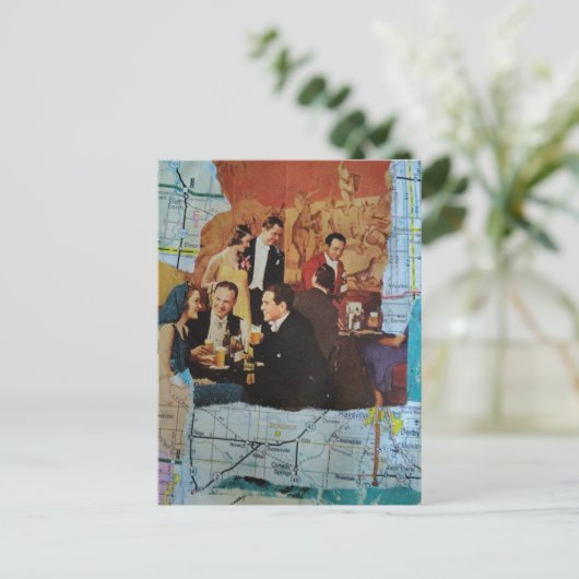 Carte Postale Collage multimédia de fête rétro (Debout devant)