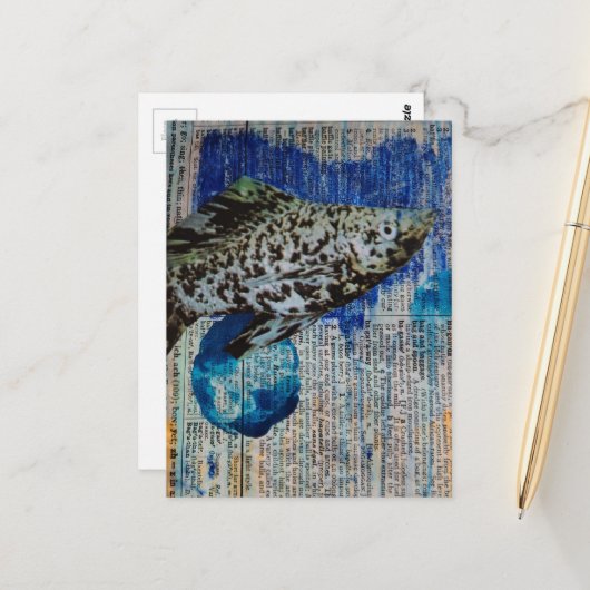 Carte postale collage multimédia de Molly Fish Dal (Devant/Arrière en situation)