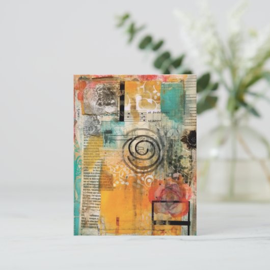 Carte Postale Collage multimédia mixte Abstrait (Debout devant)