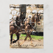 Carte Postale Collage multimédia mixte de l'équipe de deux cheva (Devant)