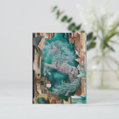 Carte Postale Collage multimédia mixte Unicorn (Debout devant)